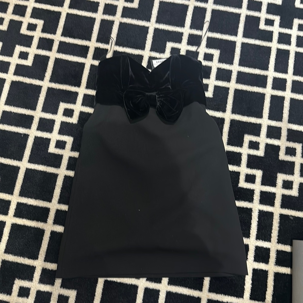 MAJE RESSY VELVET BOW STRAPLESS MINI DRESS NWT